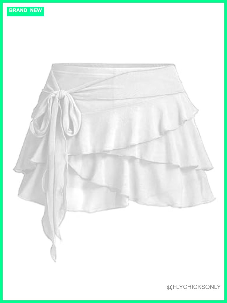 Y2k Mesh Pleated Mini Skort With Shorts - Ruffle Flowy Rave